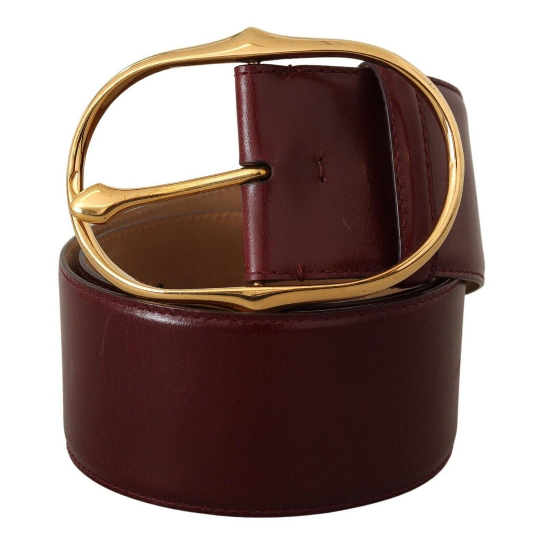 Dolce & Gabbana Elegant Brown Leather Belt with Gold Oval Buckle