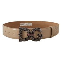 Dolce & Gabbana Vintage-Brass Logo Pearl Embellished Belt