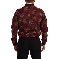 Dolce & Gabbana Radiant Red Peacock Print Bomber Jacket