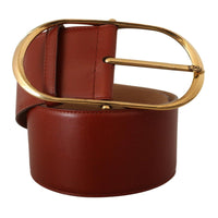 Dolce & Gabbana Elegant Maroon Leather Belt with Gold Accents