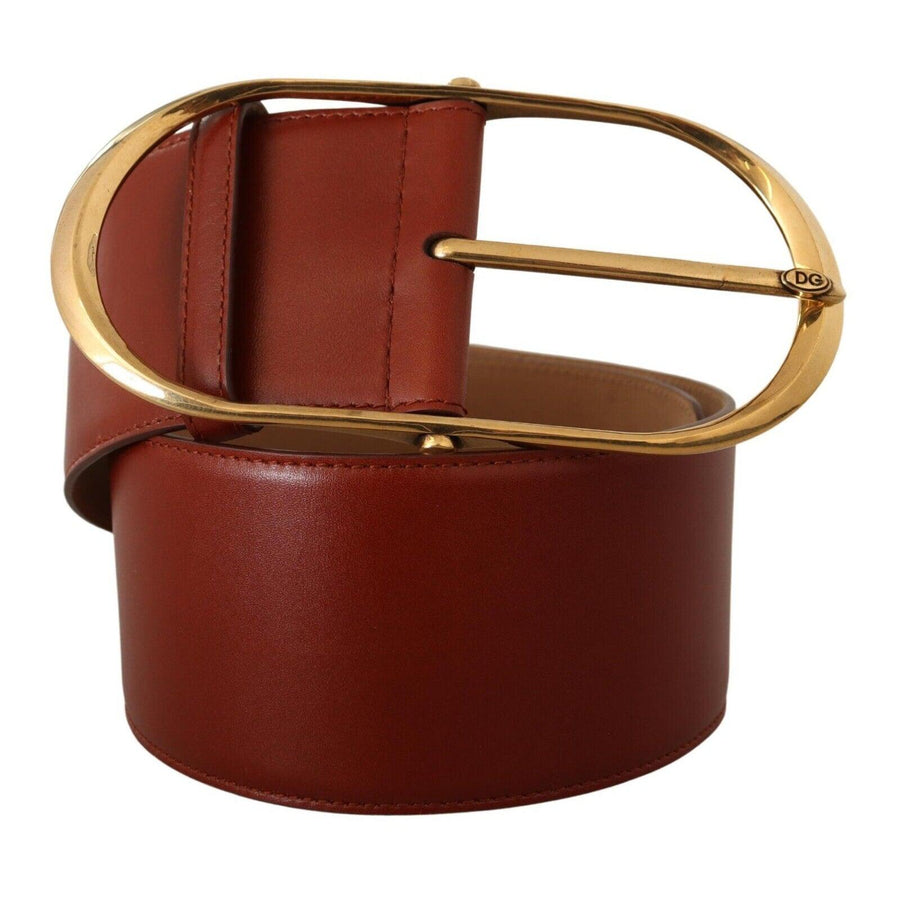 Dolce & Gabbana Elegant Maroon Leather Belt with Gold Accents