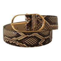 Dolce & Gabbana Elegant Phyton Leather Belt with Gold Buckle