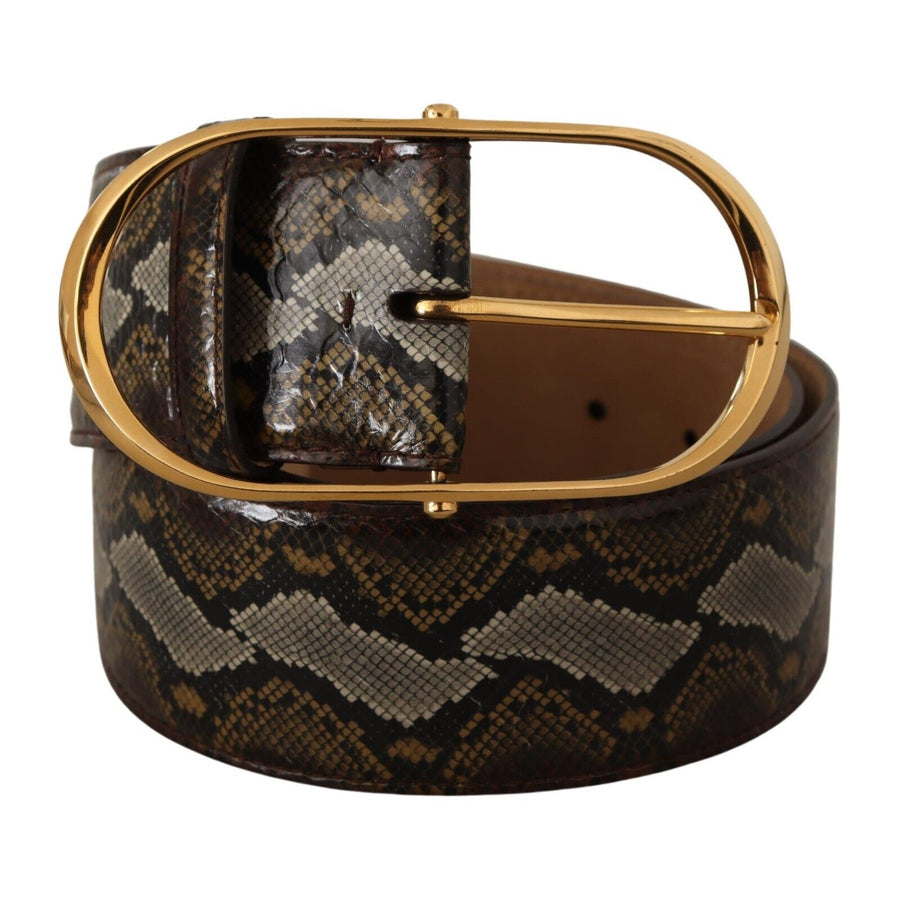 Dolce & Gabbana Elegant Gold Oval Buckle Leather Belt