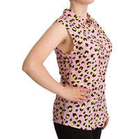 Love Moschino Sleeveless Leopard Print Polo Top