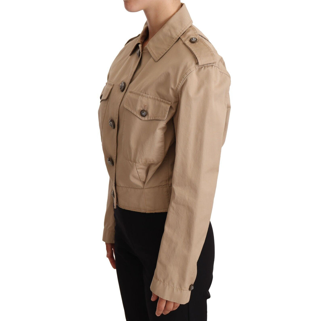 Dolce & Gabbana Elegant Cropped Cotton Jacket in Beige