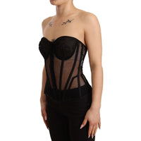 Dolce & Gabbana Black Viscose Bustier Corset Strapless Top