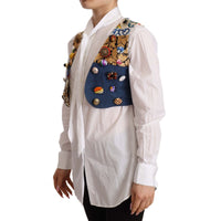 Dolce & Gabbana Multicolor Cropped Vest Top with Button Accents