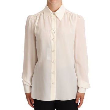 Dolce & Gabbana Elegant Silk Top in Off White