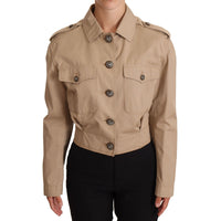 Dolce & Gabbana Elegant Cropped Cotton Jacket in Beige