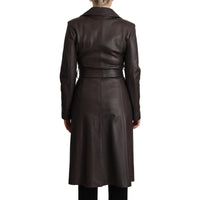 Dolce & Gabbana Elegant Double-Breasted Lambskin Leather Coat