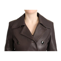 Dolce & Gabbana Dark Brown Leather Long Sleeves Belted Jacket