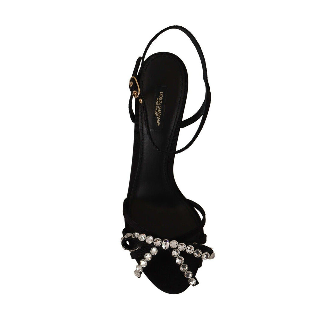 Dolce & Gabbana Elegant Black Viscose Ankle Strap Sandals with Crystals