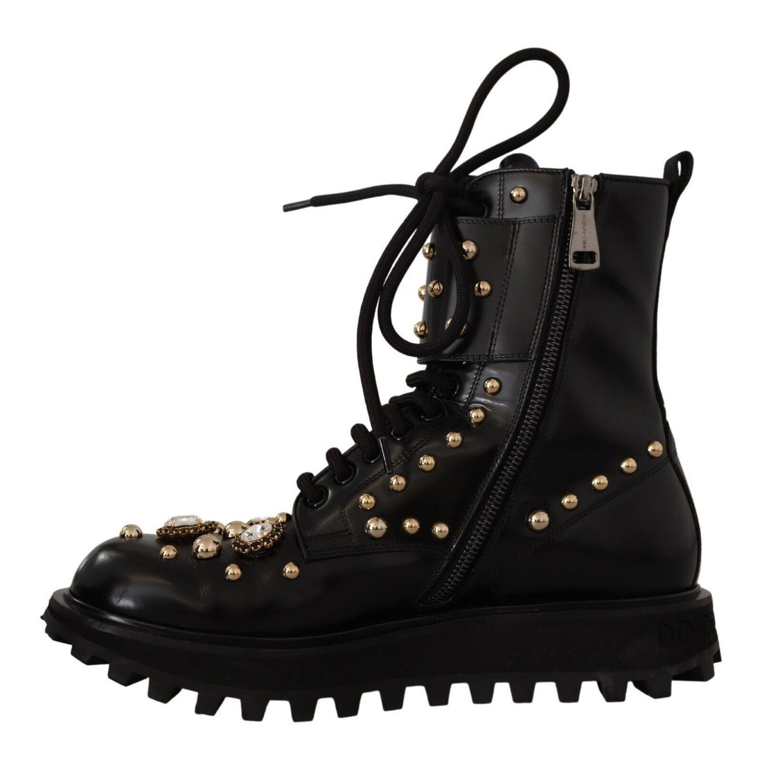 Dolce & Gabbana Black Crystal-Studded Formal Boots