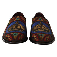 Dolce & Gabbana Multicolor Jacquard Slide-On Loafer Slippers