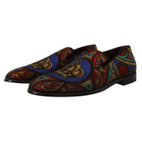 Dolce & Gabbana Multicolor Jacquard Slide-On Loafer Slippers