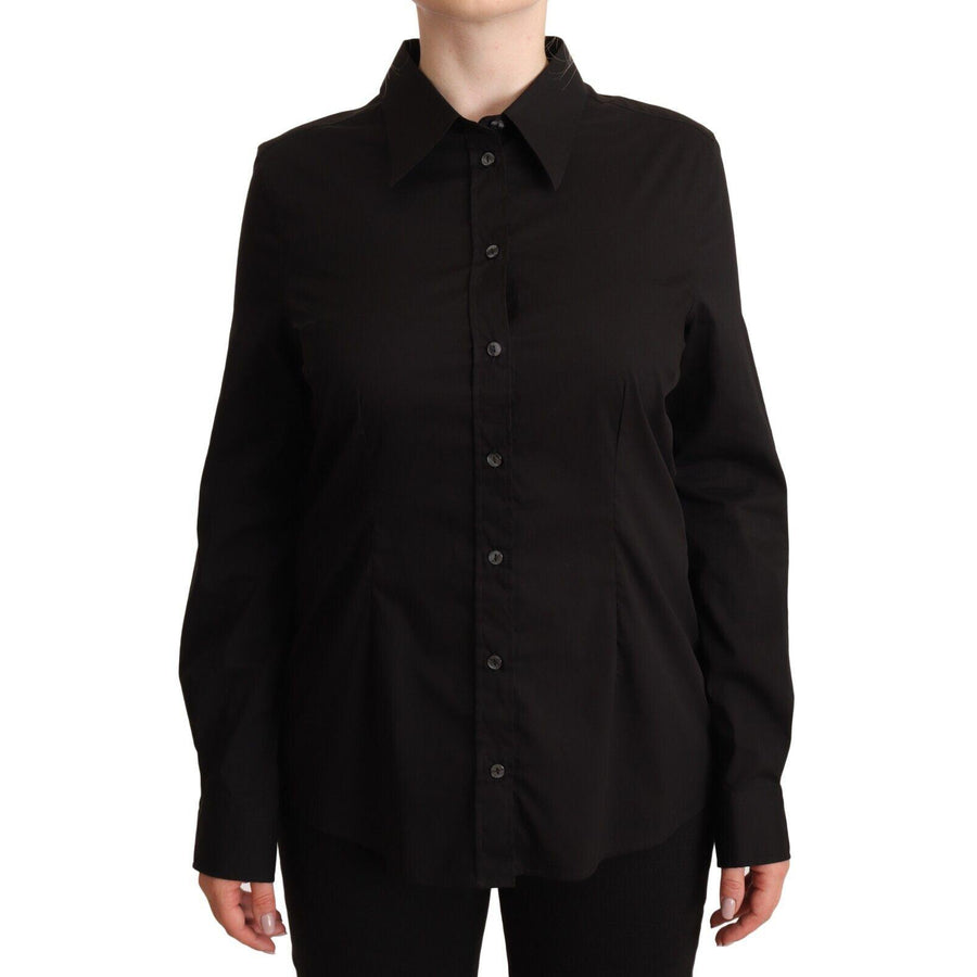 Dolce & Gabbana Elegant Black Cotton Blend Collared Top