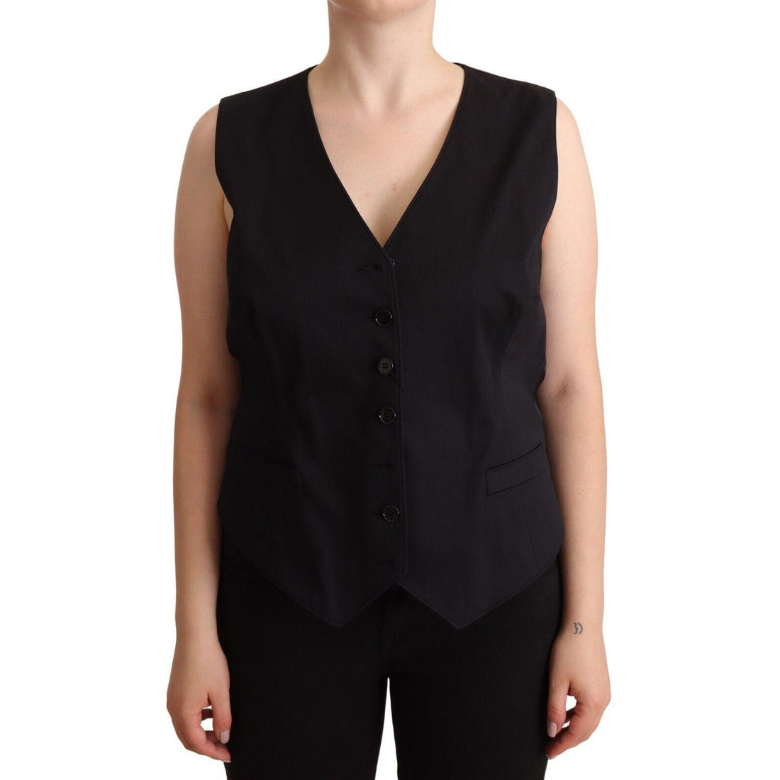 Dolce & Gabbana Chic Buttoned Black Waistcoat