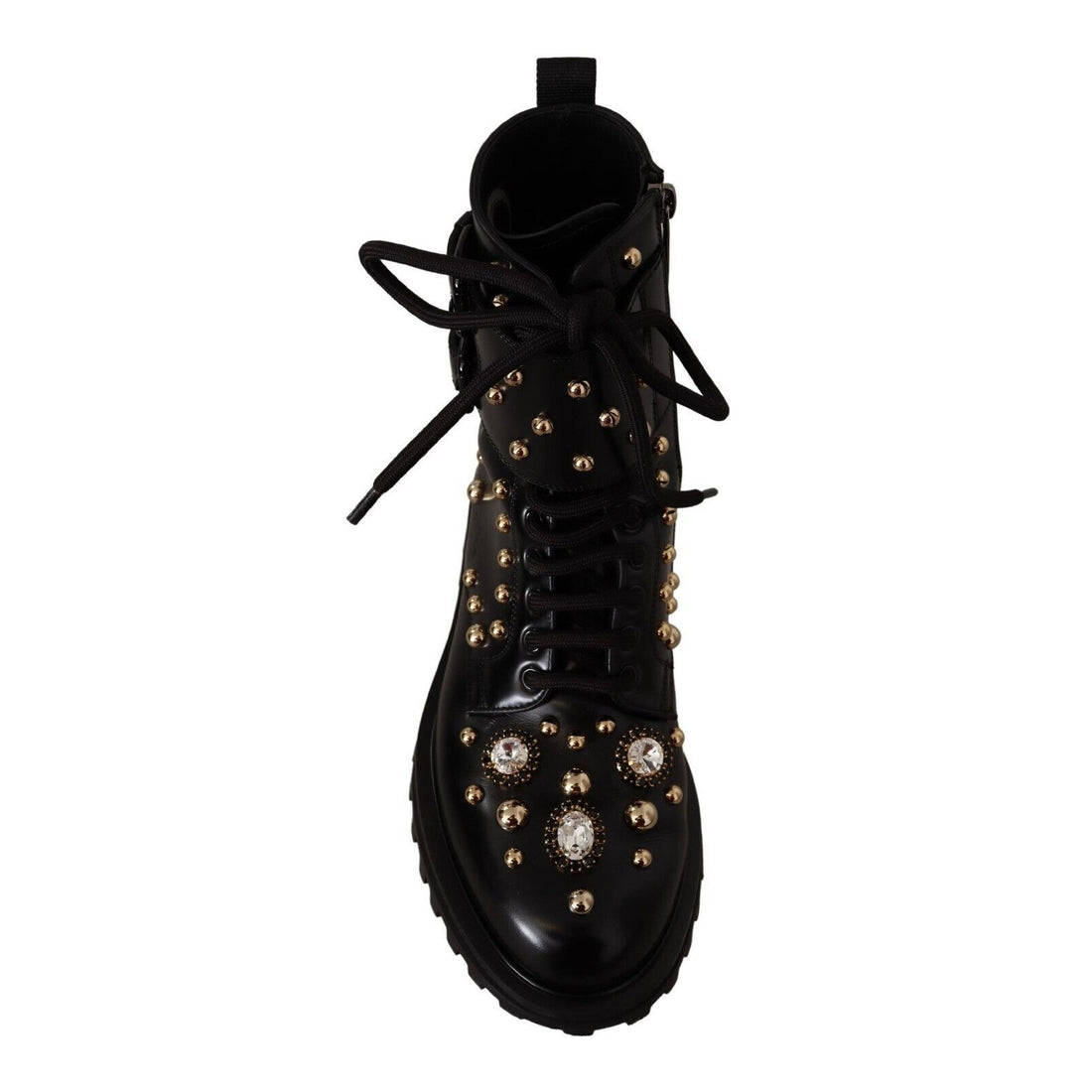 Dolce & Gabbana Black Crystal-Studded Formal Boots