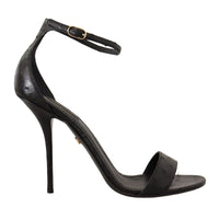 Dolce & Gabbana Elegant Ostrich Leather Ankle Strap Heels