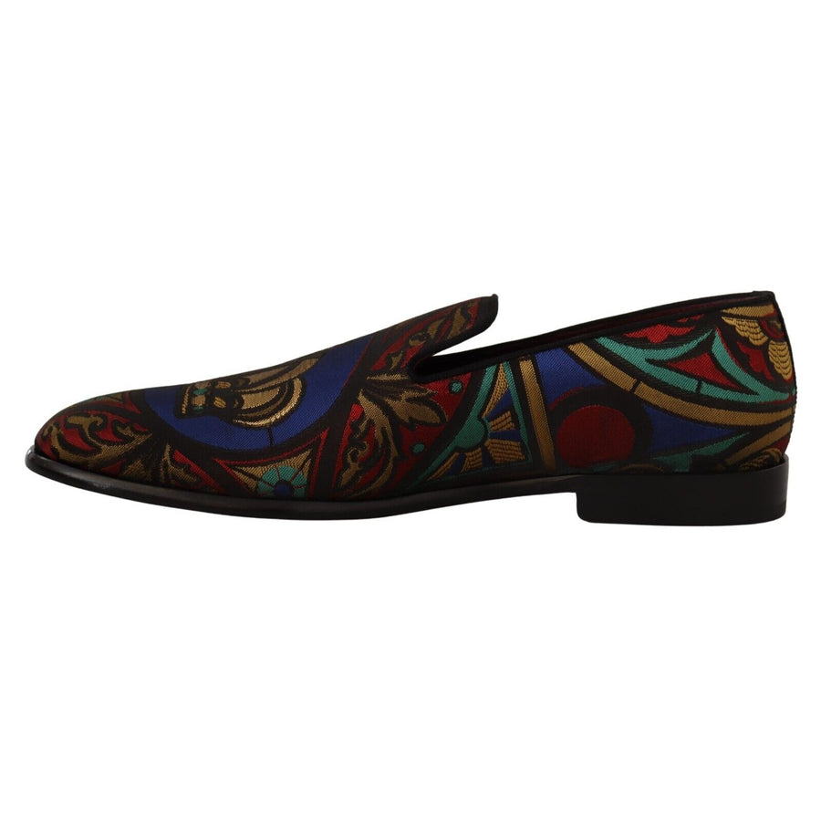 Dolce & Gabbana Multicolor Jacquard Slide-On Loafer Slippers