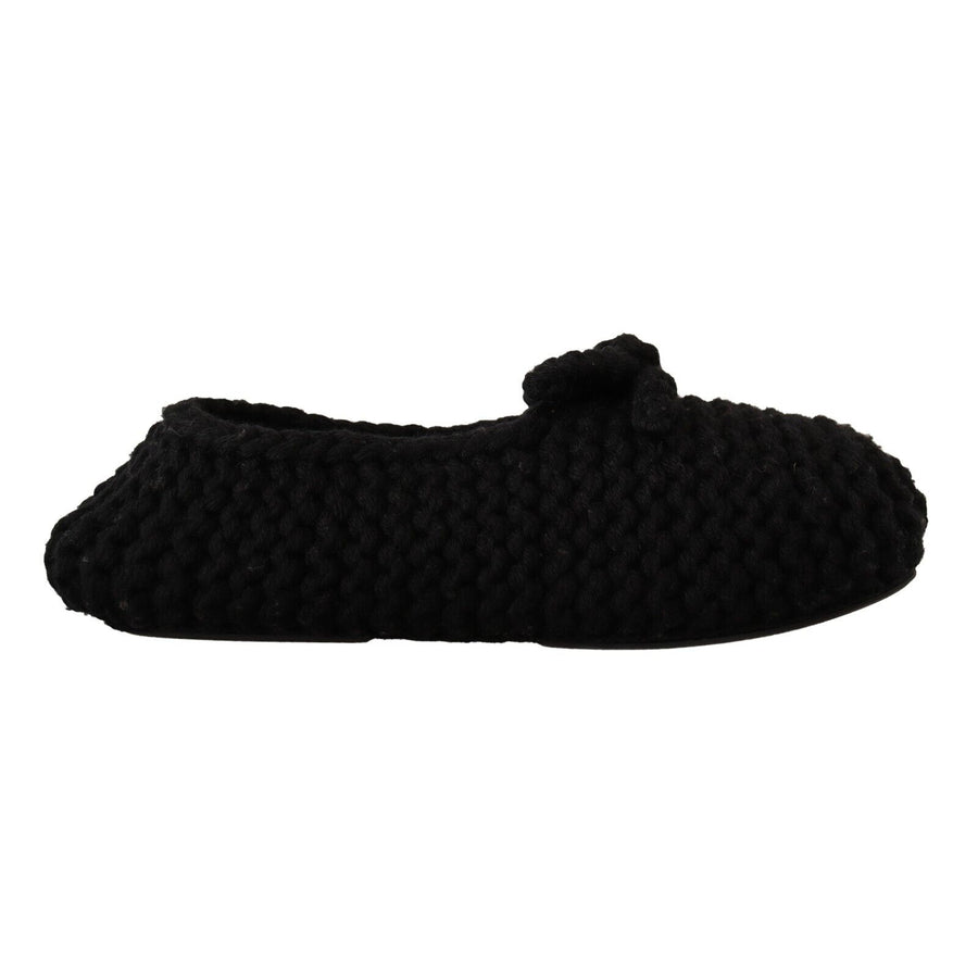 Dolce & Gabbana Elegant Black Wool Knit Ballet Flats