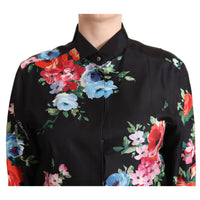 Dolce & Gabbana Elegant Floral Silk-Cotton Polo Blouse