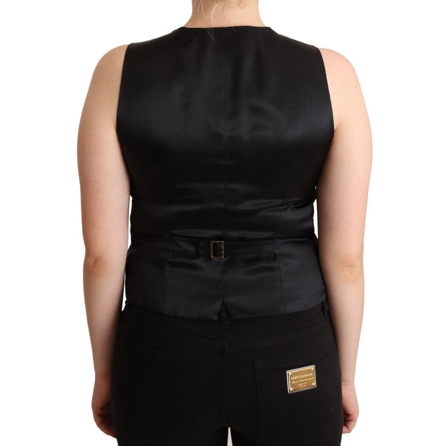 Dolce & Gabbana Elegant Black Wool Blend Waistcoat Vest Top