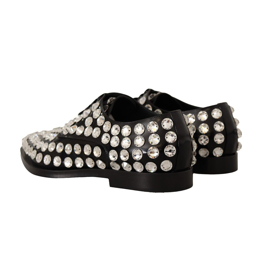 Dolce & Gabbana Crystal-Embellished Leather Formal Flats