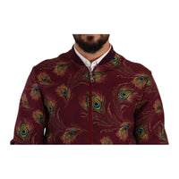 Dolce & Gabbana Radiant Red Peacock Print Bomber Jacket