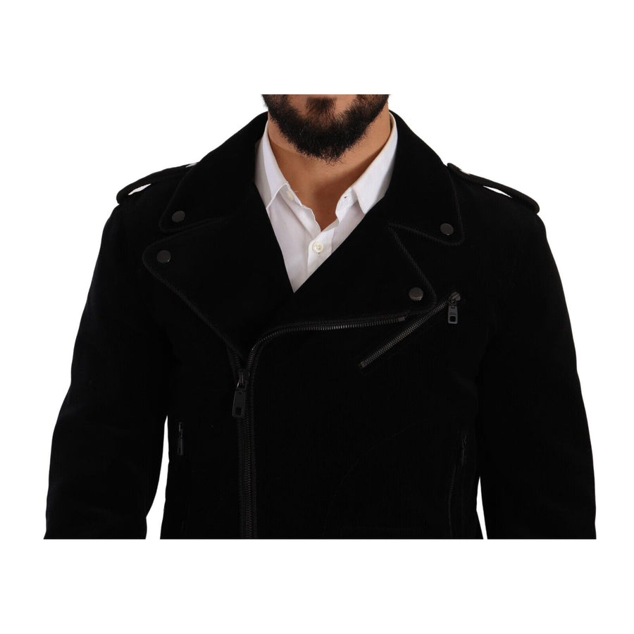 Dolce & Gabbana Sleek Black Cotton Biker Jacket