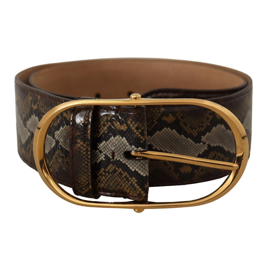 Dolce & Gabbana Elegant Gold Oval Buckle Leather Belt