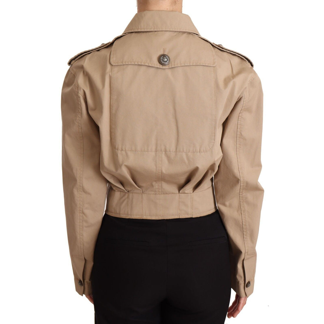 Dolce & Gabbana Elegant Cropped Cotton Jacket in Beige