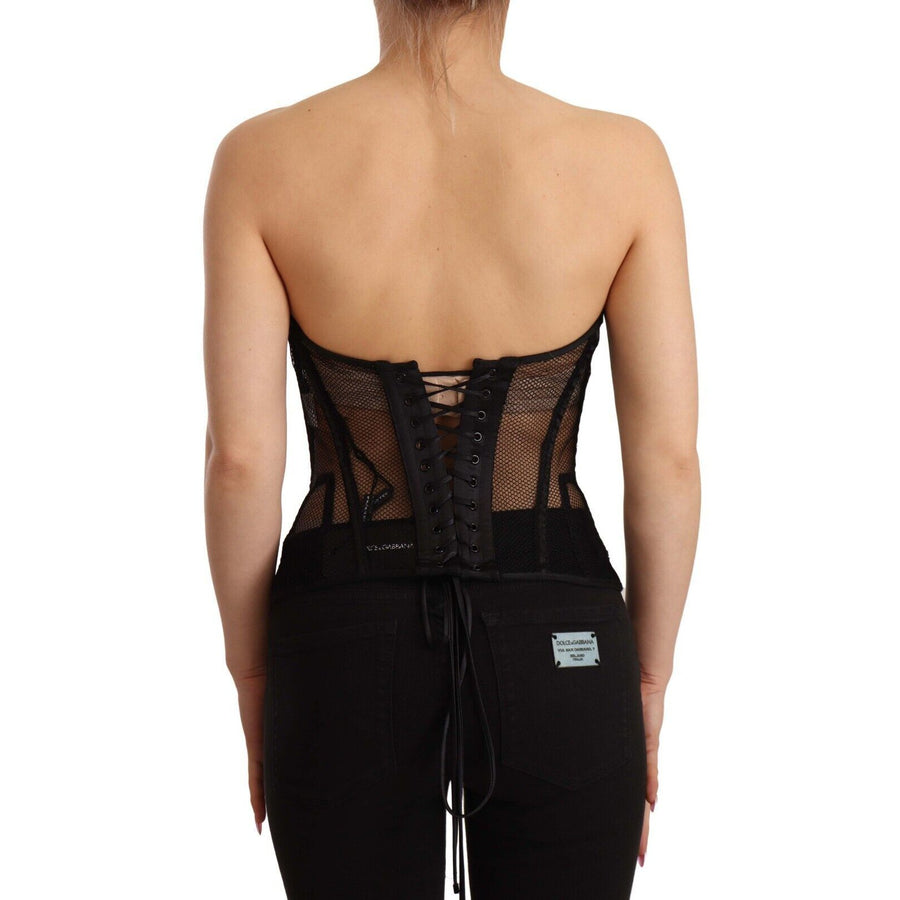 Dolce & Gabbana Black Viscose Bustier Corset Strapless Top