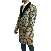 Dolce & Gabbana DOLCE & GABBANA Jacket SICILIA Green Gold Jacquard Long Coat