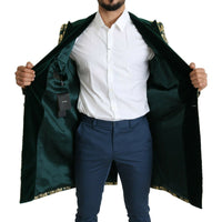 Dolce & Gabbana DOLCE & GABBANA Jacket SICILIA Green Gold Jacquard Long Coat