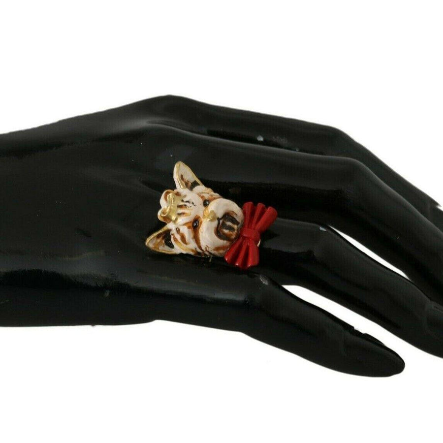 Dolce & Gabbana Elegant Canine-Inspired Gold Tone Ring