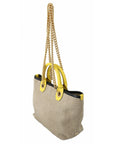 Dolce & Gabbana Beige Linen-Calf Tote with Gold Chain