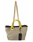 Dolce & Gabbana Beige Linen-Calf Tote with Gold Chain