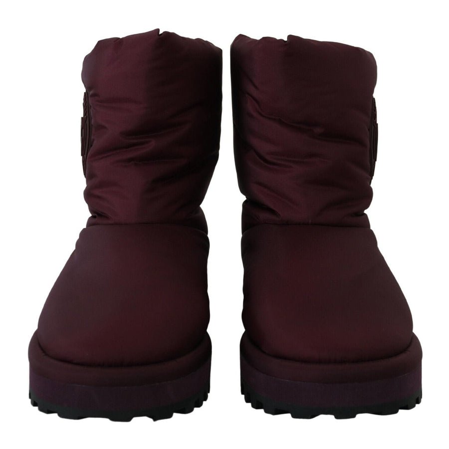 Dolce & Gabbana Elegant Bordeaux Mid Calf Boots