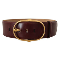 Dolce & Gabbana Elegant Brown Leather Belt with Gold Oval Buckle