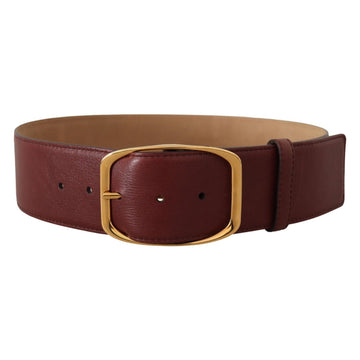 Dolce & Gabbana Elegant Maroon Leather Belt with Gold Buckle