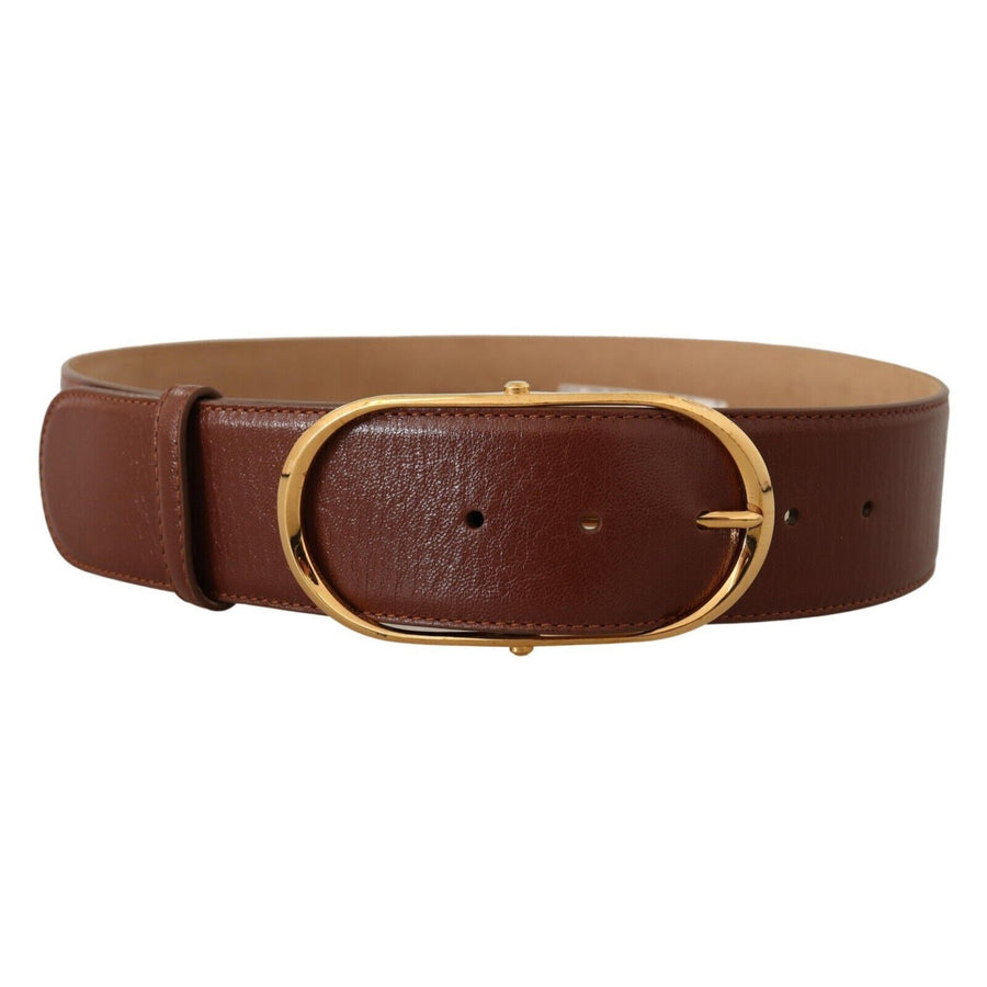 Dolce & Gabbana Elegant Brown Leather Belt with Gold Buckle