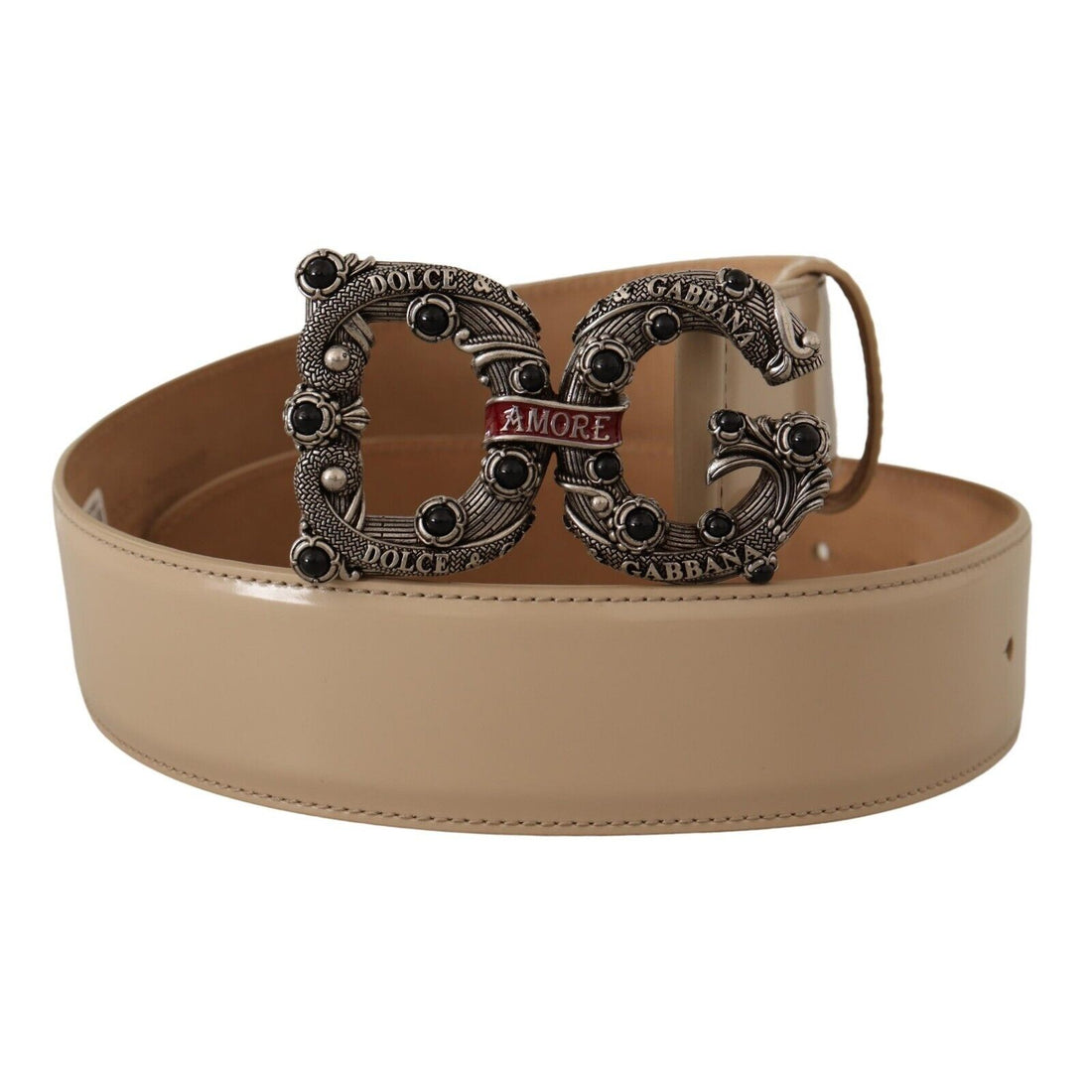 Dolce & Gabbana Vintage-Brass Logo Pearl Embellished Belt