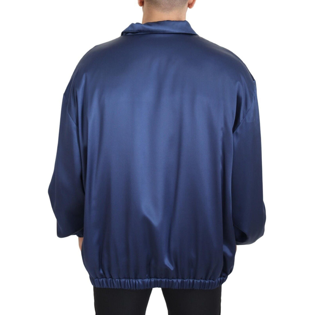 Dolce & Gabbana Regal Blue Silk Bomber Jacket