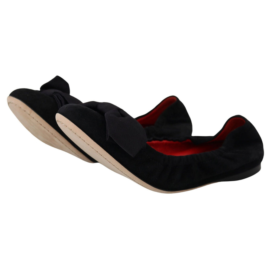 Dolce & Gabbana Elegant Black Suede Ballet Flats