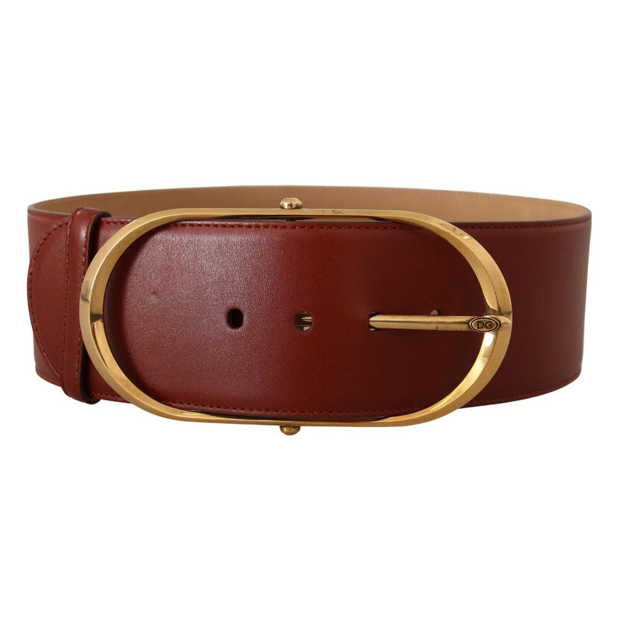 Dolce & Gabbana Elegant Maroon Leather Belt with Gold Accents