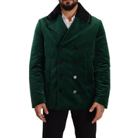 Dolce & Gabbana Elegant Velvet Double Breasted Overcoat