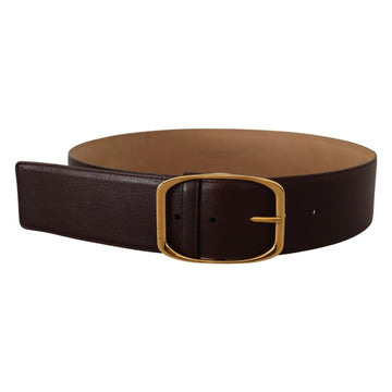 Dolce & Gabbana Elegant Dark Brown Leather Belt with Gold Buckle