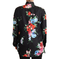 Dolce & Gabbana Elegant Floral Silk-Cotton Polo Blouse