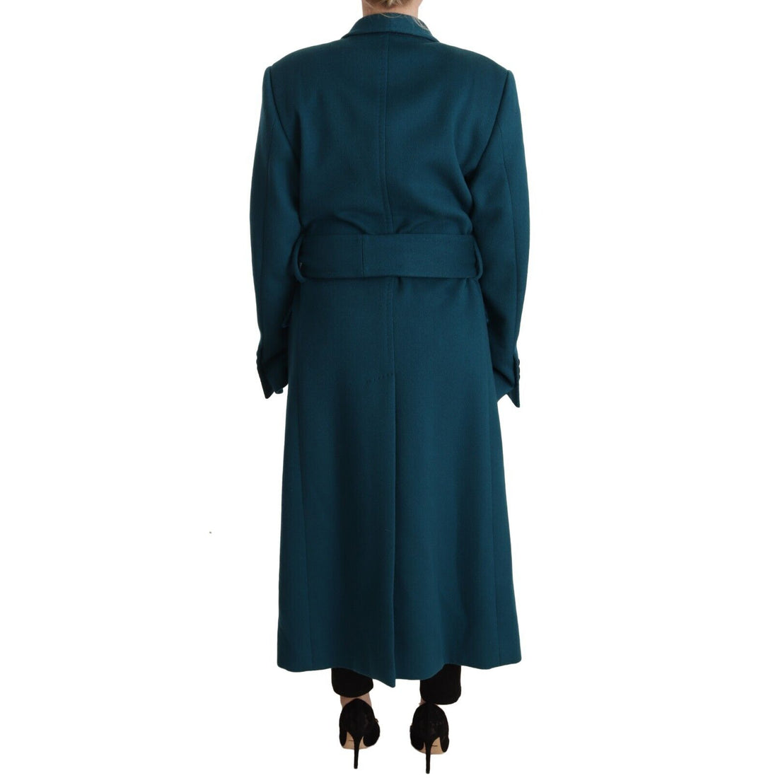 Dolce & Gabbana Elegant Blue Green Wool-Anogra Wrap Coat